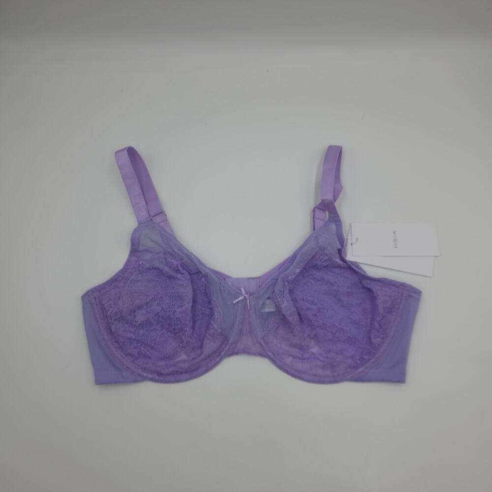 HSIA Bundle of Two Enchante Unlined Lace Underwire Bra Purple Balsam Blue 36G - Picture 6 of 10